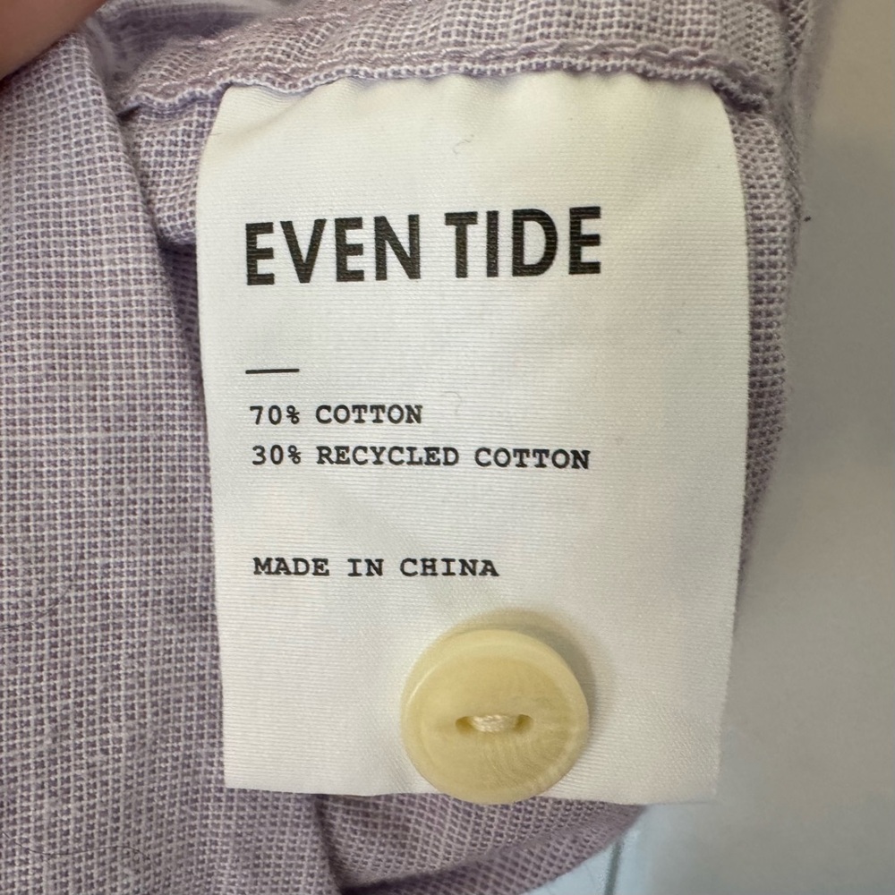 Even Tide Button Down Shirt XL Light Purple Short Sleeve‎ Casual Cotton Beach - Picture 7 of 8